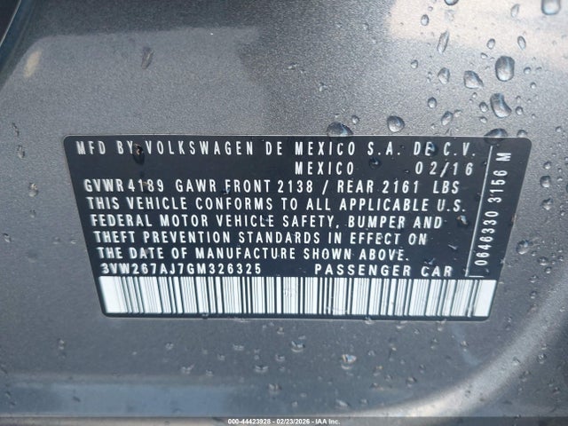 Продаж на аукціоні авто 2016 Volkswagen Jetta 1.4t S, vin: 3VW267AJ7GM326325, номер лоту: 44423928