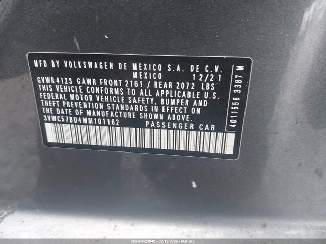 44423940 :رقم المزاد ، 3VWC57BU4MM101162 vin ، 2021 Volkswagen Jetta 1.4t R-line/1.4t S/1.4t Se مزاد بيع