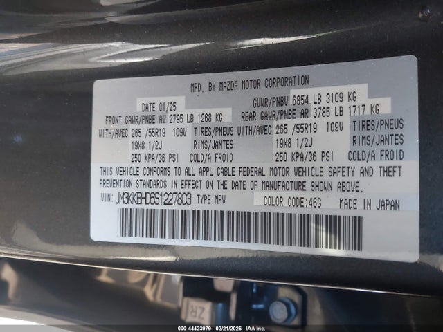 Продажа на аукционе авто 2025 Mazda Cx-90 3.3 Turbo Preferred Package, vin: JM3KKBHD6S1227803, номер лота: 44423979