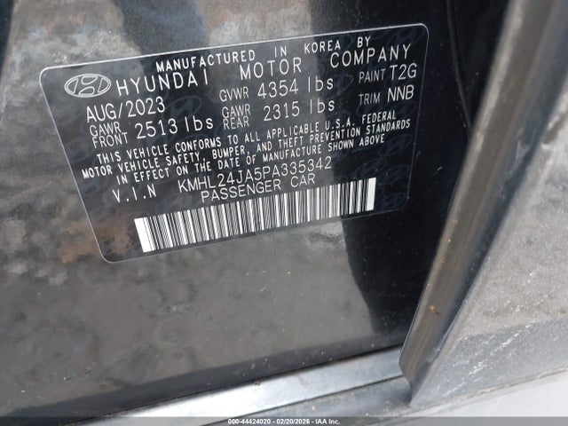 Aukcja sprzedaży 2023 Hyundai Sonata Se, vin: KMHL24JA5PA335342, numer aukcji: 44424020