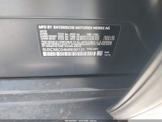 Aukcja sprzedaży 2021 Bmw X7 M50i, vin: 5UXCX6C04M9E90131, numer aukcji: 44424031
