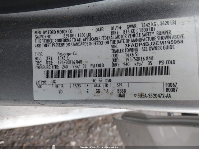 Ford FIESTA SE 2014 3FADP4BJ2EM195958 Image 9