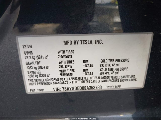 2025 TESLA MODEL Y 7SAYGDED0SA353733 Photo 8