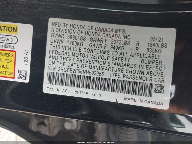 Honda Civic Sport 2022 2HGFE2F56NH502056 Image 9