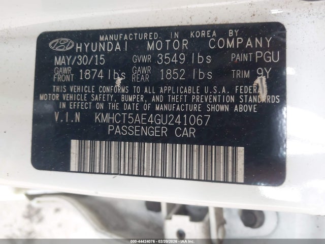 Hyundai ACCENT SE 2016 KMHCT5AE4GU241067 Image 9
