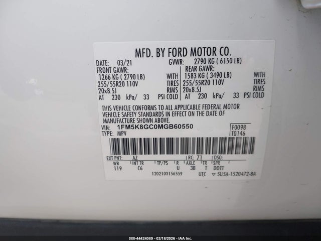 Ford Explorer St 2021 1FM5K8GC0MGB60550 Image 9