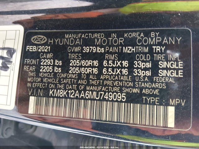 2021 HYUNDAI KONA KM8K12AA6MU749095 Photo 8