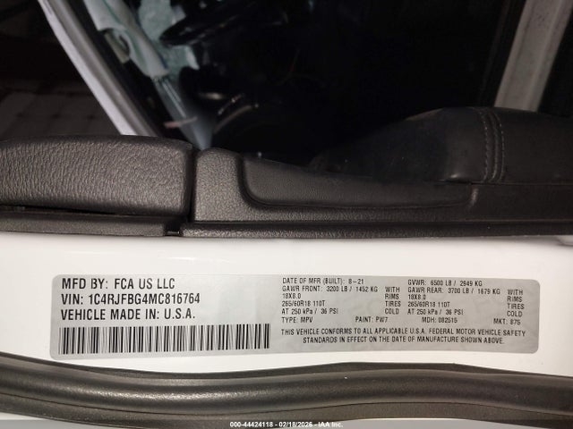 1C4RJFBG4MC816764 Jeep Grand Cherokee Limited 4x4