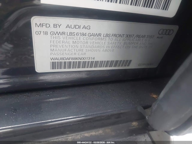 Aukcja sprzedaży 2019 Audi A8 L 55, vin: WAU8DAF88KN001314, numer aukcji: 44424132