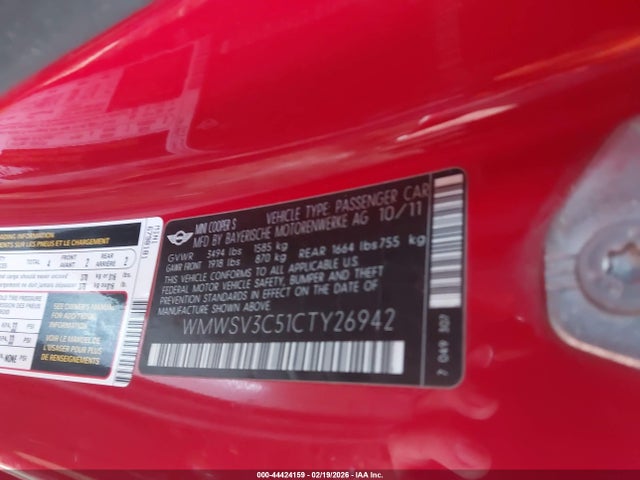 2012 MINI COOPER S WMWSV3C51CTY26942 Photo 8