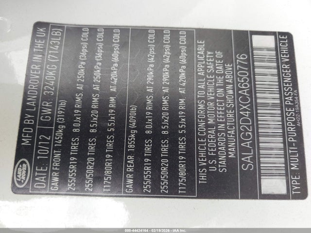 2012 LAND ROVER LR4 SALAG2D4XCA650776 Photo 8