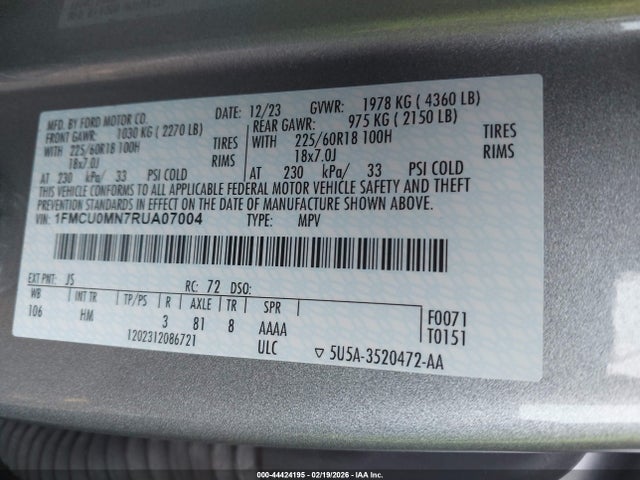 2024 FORD ESCAPE 1FMCU0MN7RUA07004 Photo 8