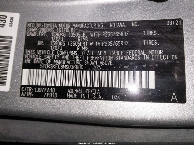 2021 TOYOTA SIENNA 5TDKSKFC8MS036800 Photo 8