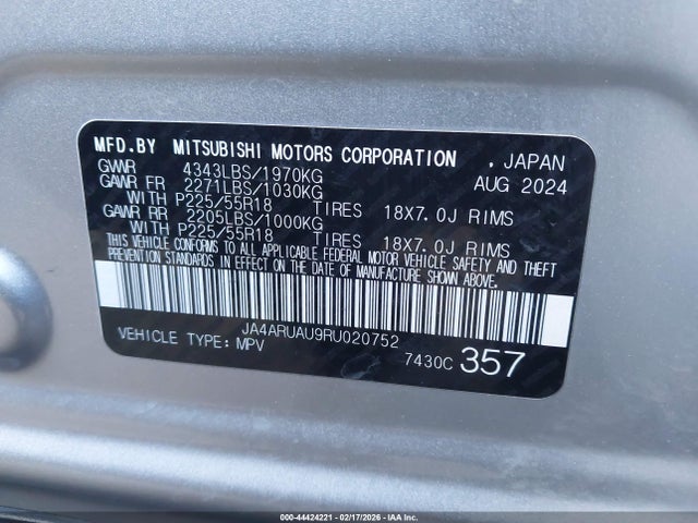 2024 MITSUBISHI OUTLANDER SPORT JA4ARUAU9RU020752 Photo 8