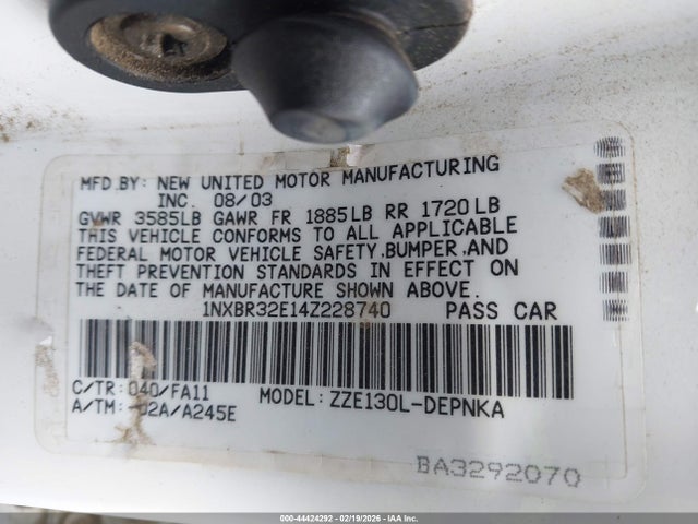 2004 TOYOTA COROLLA 1NXBR32E14Z228740 Photo 8