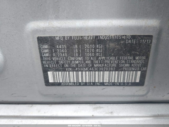 Subaru Legacy 2.5i 2014 4S3BMCA63E3020282 Image 9