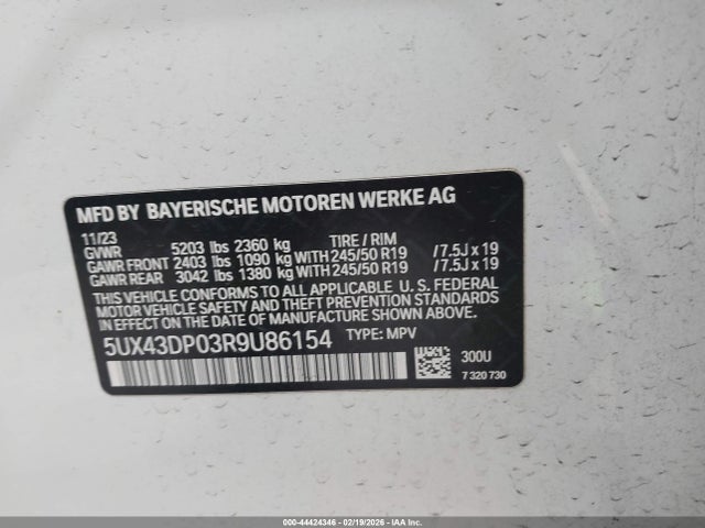 5UX43DP03R9U86154 BMW X3 Sdrive30i