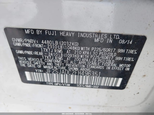 Subaru Forester 2.5i Premium 2015 JF2SJADC2FH496351 Image 9