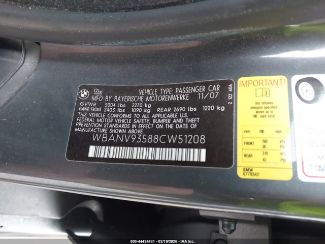2008 BMW 535XI WBANV93588CW51208 Photo 8