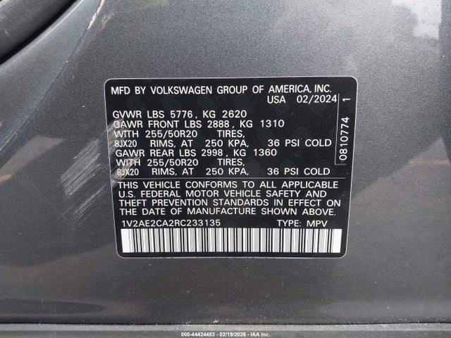 Продаж на аукціоні авто 2024 Volkswagen Atlas Cross Sport 2.0t Sel R-line, vin: 1V2AE2CA2RC233135, номер лоту: 44424483