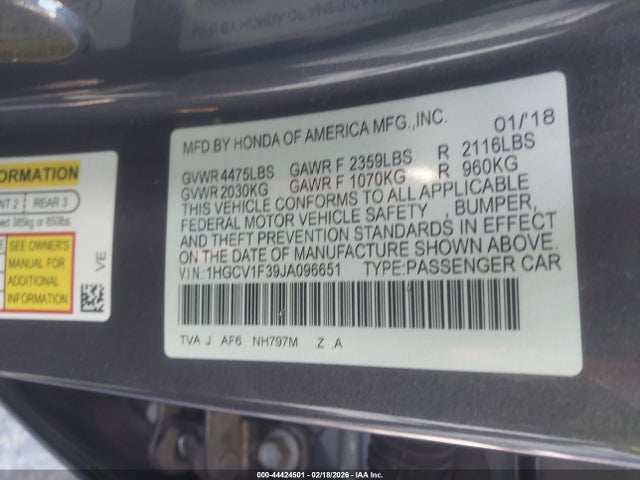 1HGCV1F39JA096651 Honda Accord Sport