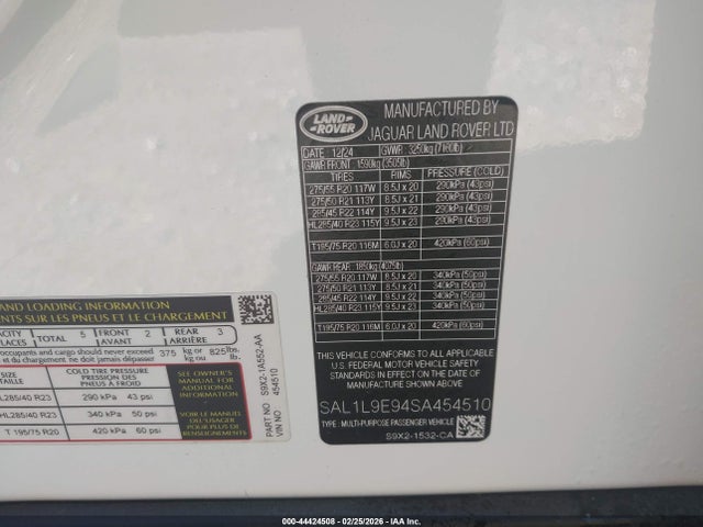 SAL1L9E94SA454510 Land Rover Range Rover Sport P530 Dynamic Se