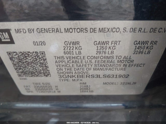 3GNKBERS3LS631902 Chevrolet Blazer Fwd Rs