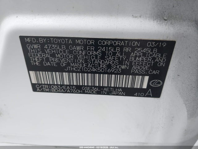 Продаж на аукціоні авто 2019 Lexus Is 350, vin: JTHCZ1D24K5016923, номер лоту: 44424540