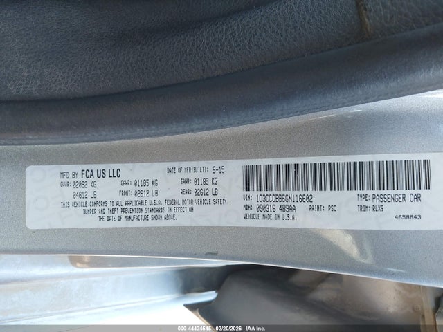 Продажа на аукционе авто 2016 Chrysler 200 S, vin: 1C3CCCBB6GN116602, номер лота: 44424545