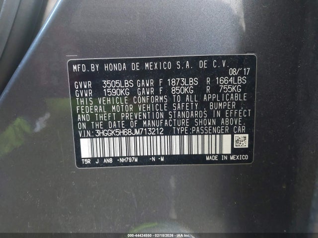 3HGGK5H68JM713212 Honda Fit Sport