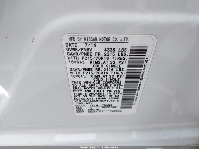 Nissan Rogue Select S 2014 JN8AS5MT6EW104615 Image 9