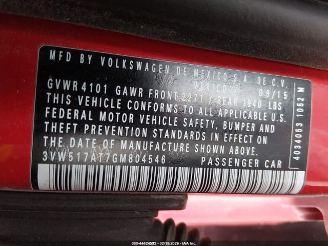 3VW517AT7GM804546 Volkswagen Beetle 1.8t S
