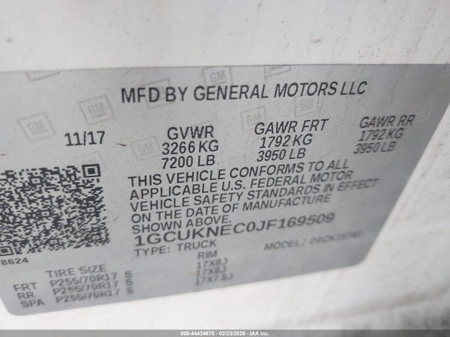 1GCUKNEC0JF169509 Chevrolet Silverado 1500 Wt