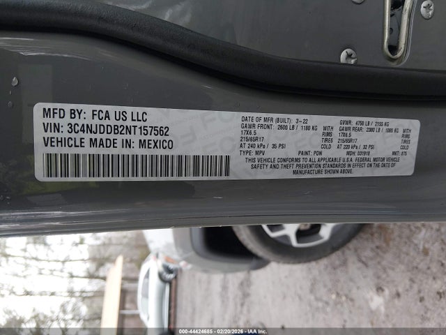 Aukcja sprzedaży 2022 Jeep Compass Trailhawk 4x4, vin: 3C4NJDDB2NT157562, numer aukcji: 44424685