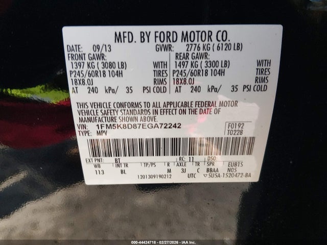 Ford EXPLORER XLT 2014 1FM5K8D87EGA72242 Image 9