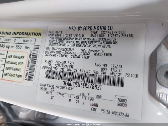 3FA6P0SU5ER378821 Ford Fusion Energi Titanium