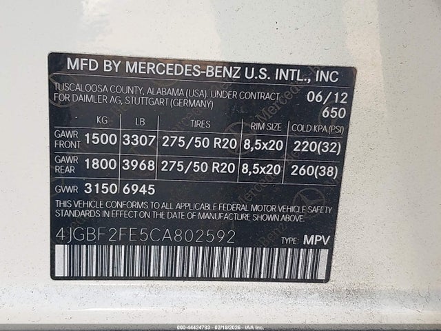 Aukcja sprzedaży 2012 Mercedes-benz Gl 350 Bluetec 4matic, vin: 4JGBF2FE5CA802592, numer aukcji: 44424783