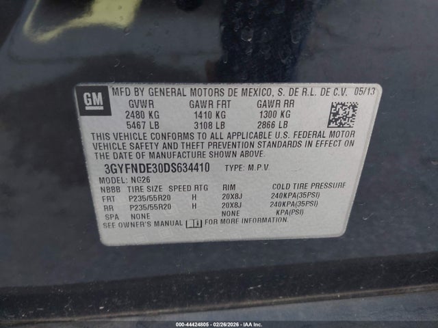 2013 CADILLAC SRX 3GYFNDE30DS634410 Photo 8