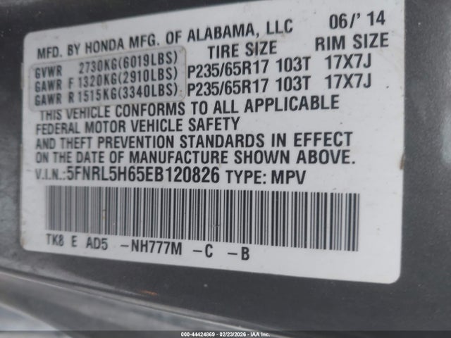 2014 HONDA ODYSSEY 5FNRL5H65EB120826 Photo 8