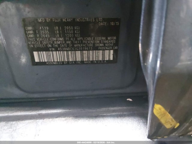 Aukcja sprzedaży 2016 Subaru Legacy 2.5i Premium, vin: 4S3BNBC63G3019673, numer aukcji: 44424899