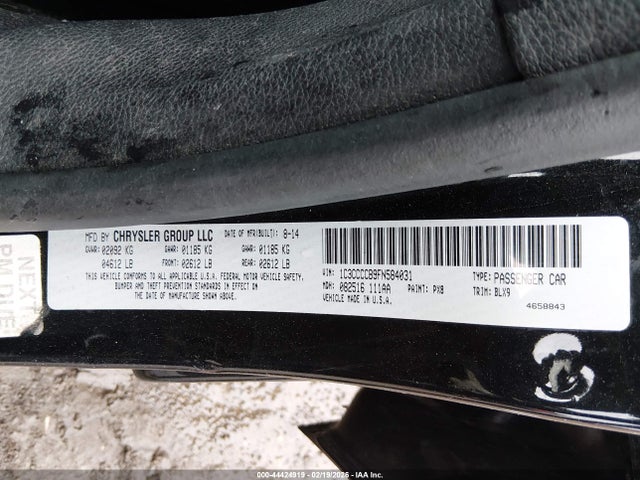 Продаж на аукціоні авто 2015 Chrysler 200 C, vin: 1C3CCCCB9FN584031, номер лоту: 44424919