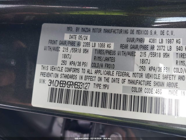 2024 Mazda Cx-30 2.5 S Select Sport მანქანა იყიდება აუქციონზე, vin: 3MVDMBBM9RM693127, აუქციონის ნომერი: 44424960