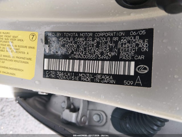 2005 LEXUS ES 330 JTHBA30G555134967 Photo 8