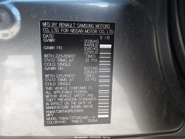 Nissan ROGUE SV 2016 KNMAT2MT4GP625885 Image 9