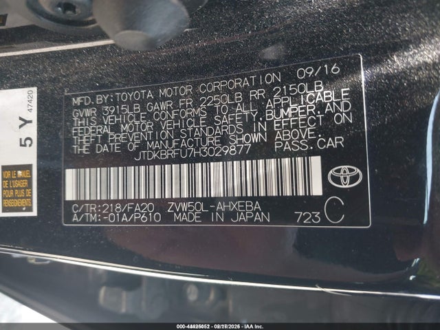 2017 TOYOTA PRIUS JTDKBRFU7H3029877 Photo 8