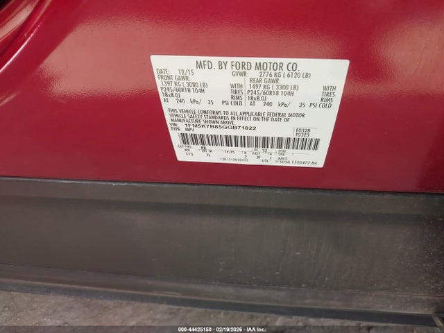 2016 FORD EXPLORER 1FM5K7B85GGB71822 Photo 8