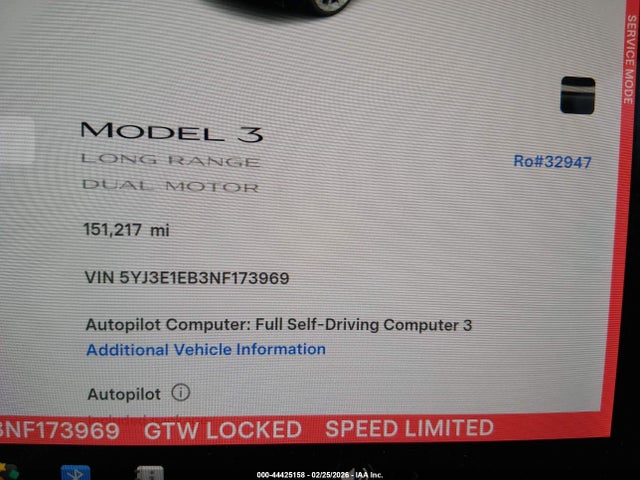 Продажа на аукционе авто 2022 Tesla Model 3 Long Range Dual Motor All-wheel Drive, vin: 5YJ3E1EB3NF173969, номер лота: 44425158