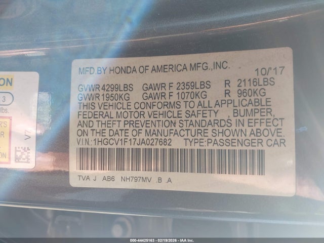 1HGCV1F17JA027682 Honda ACCORD LX