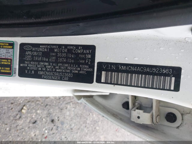 Aukcja sprzedaży 2010 Hyundai Accent Gls, vin: KMHCN4AC9AU523683, numer aukcji: 44425190
