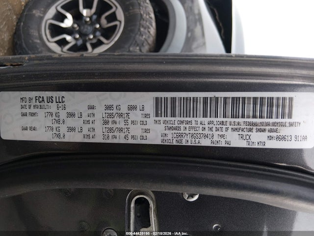 Продаж на аукціоні авто 2016 Ram 1500 Rebel, vin: 1C6RR7YT0GS370410, номер лоту: 44425195